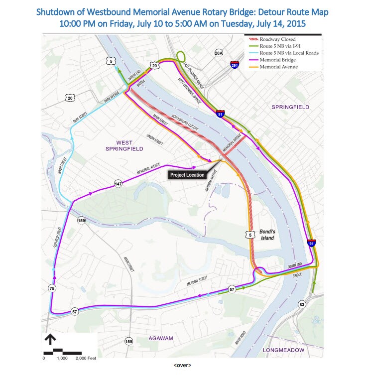 Memorial Avenue Rotary Bridge Detour Route Map | Fathers & Sons