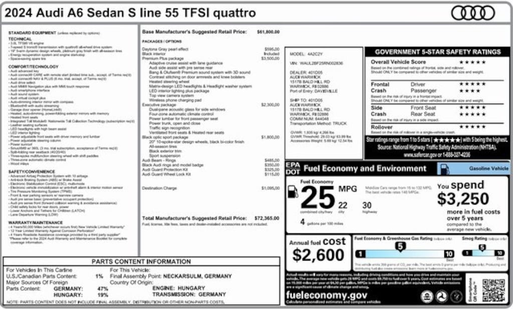 Used 2024 Audi A6 55 Premium Plus Sedan