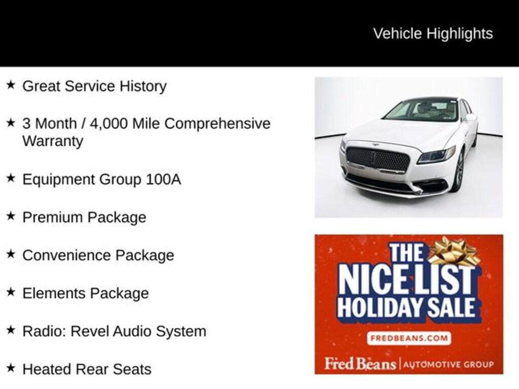 Used 2020 Lincoln Continental Standard Sedan