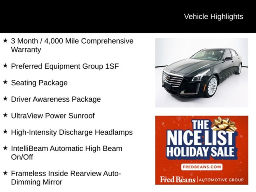 Used 2019 CADILLAC CTS 2.0L Turbo Luxury Sedan