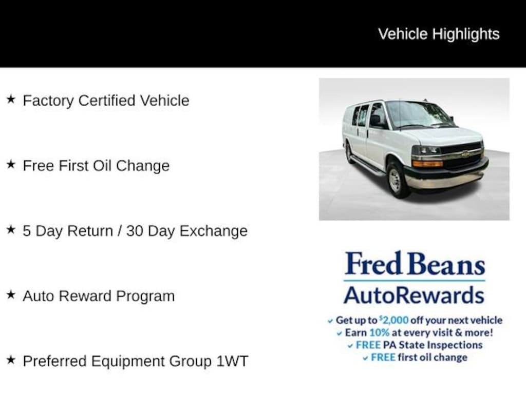 Certified 2023 Chevrolet Express Cargo 2500 WT Van