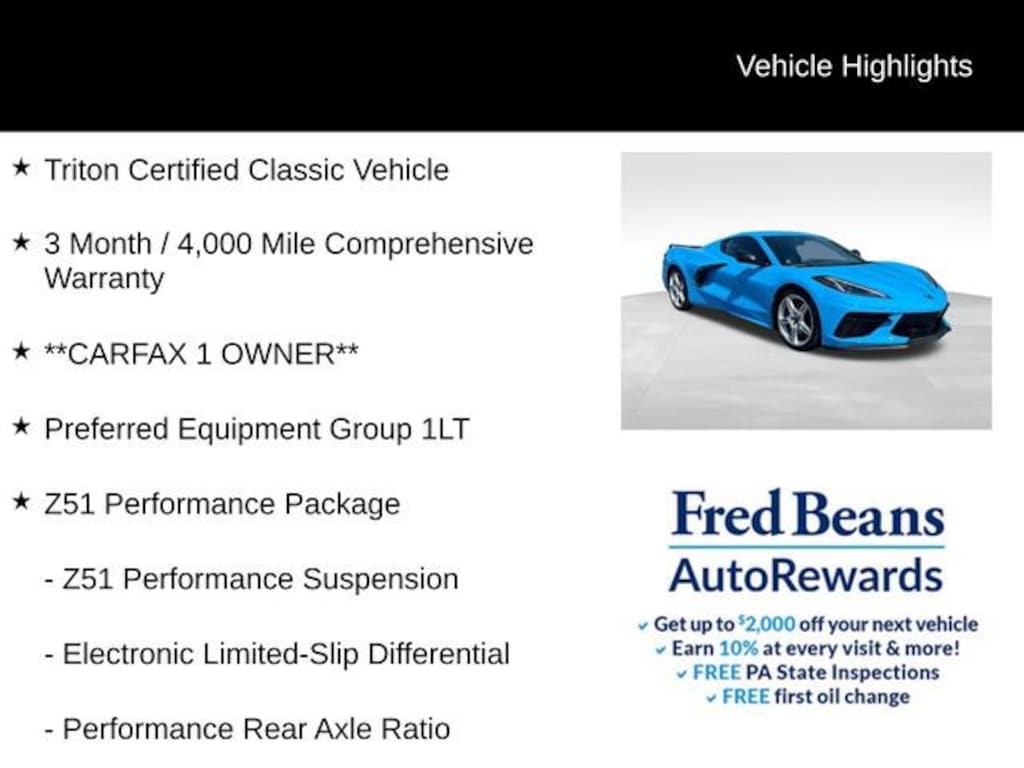 Used 2020 Chevrolet Corvette Stingray 1LT Performance