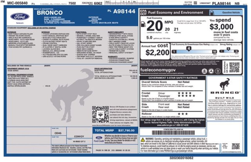Certified 2023 Ford Bronco Base SUV