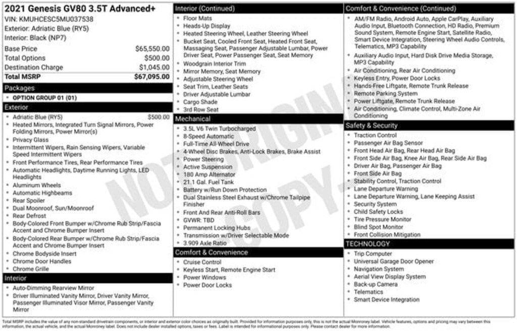 Used 2021 Genesis GV80 3.5T Advanced + SUV