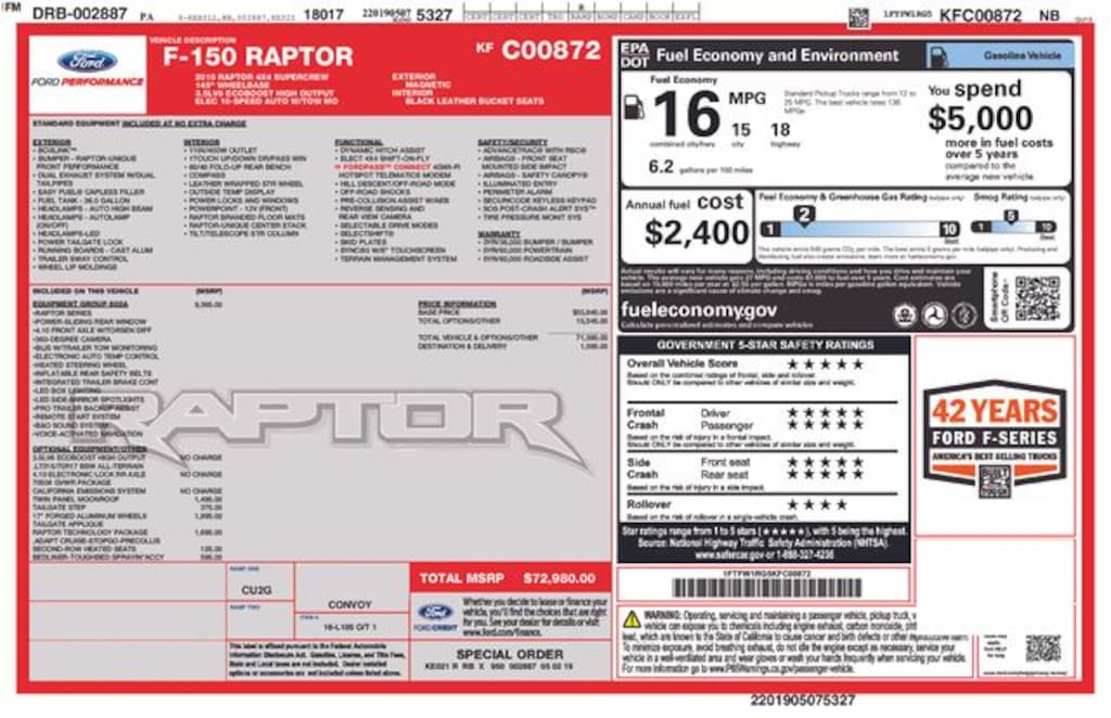 Certified 2019 Ford F-150 Raptor Truck SuperCrew Cab