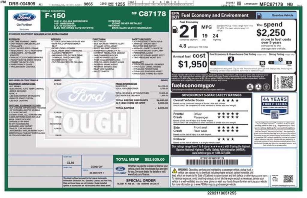 Used 2021 Ford F-150 XLT Truck SuperCrew Cab
