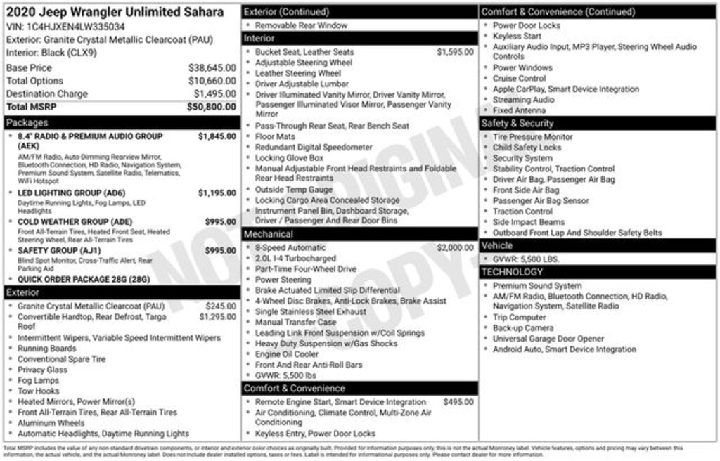 Used 2020 Jeep Wrangler Unlimited Sahara SUV