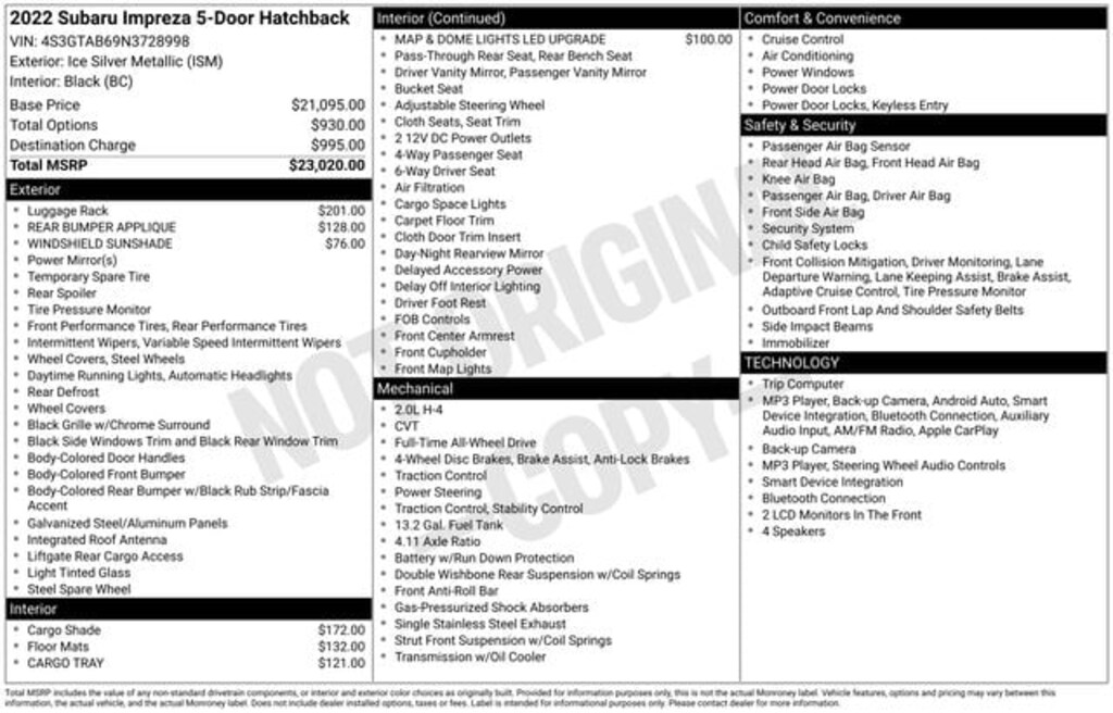 Used 2022 Subaru Impreza Base 5-Door