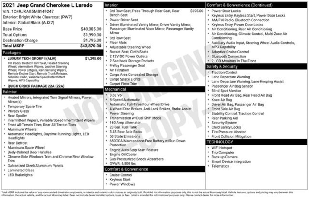 Used 2021 Jeep Grand Cherokee L Laredo SUV