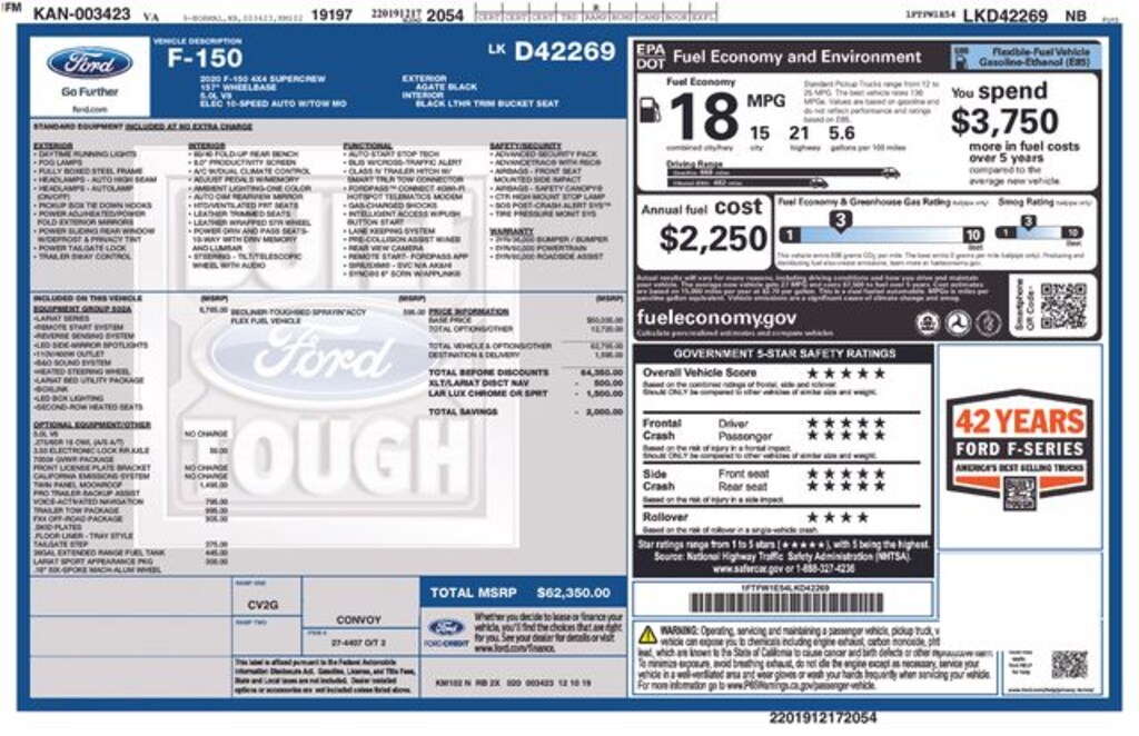 Used 2020 Ford F-150 Lariat Truck SuperCrew Cab