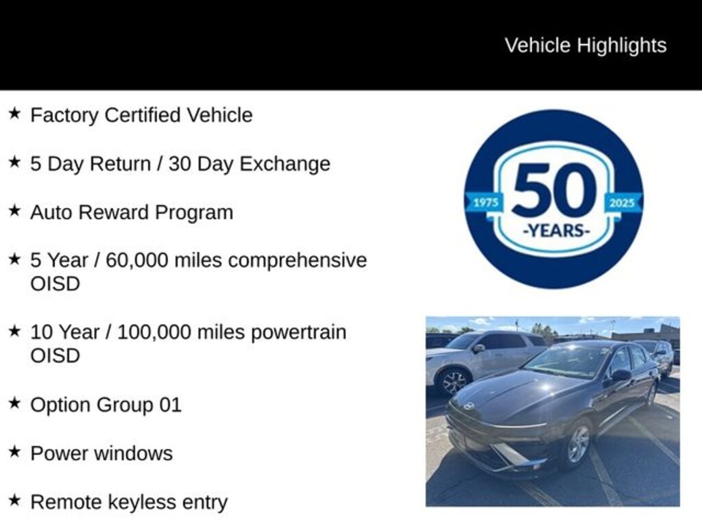 Certified 2025 Hyundai Sonata SE Sedan