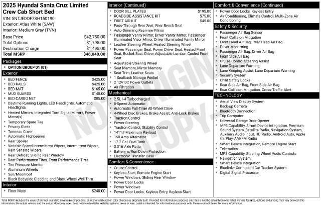 Used 2025 Hyundai Santa Cruz Limited Truck