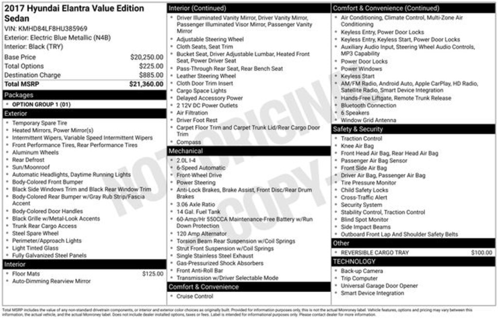 Used 2017 Hyundai Elantra Value Edition Sedan