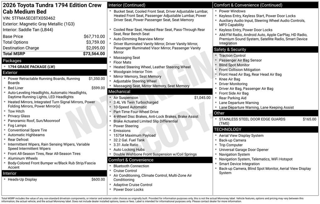 New 2026 Toyota Tundra 1794 Edition Truck CrewMax