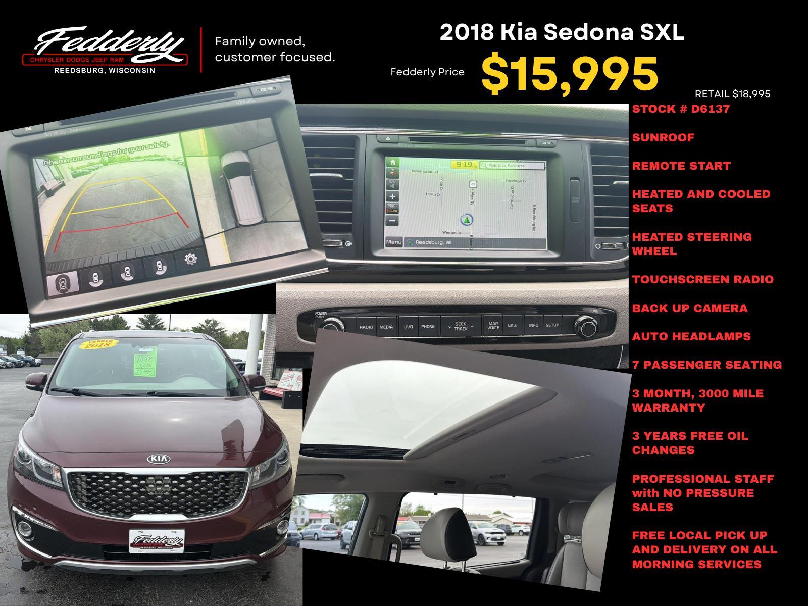 Used 2018 Kia Sedona SX Limited with VIN KNDME5C17J6394034 for sale in Reedsburg, WI