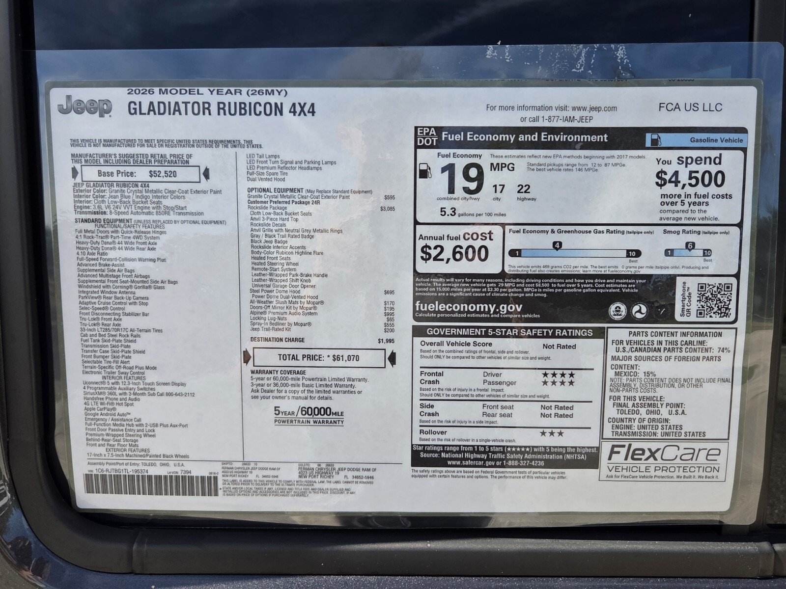 New 2026 Jeep Gladiator Rubicon Truck Crew Cab