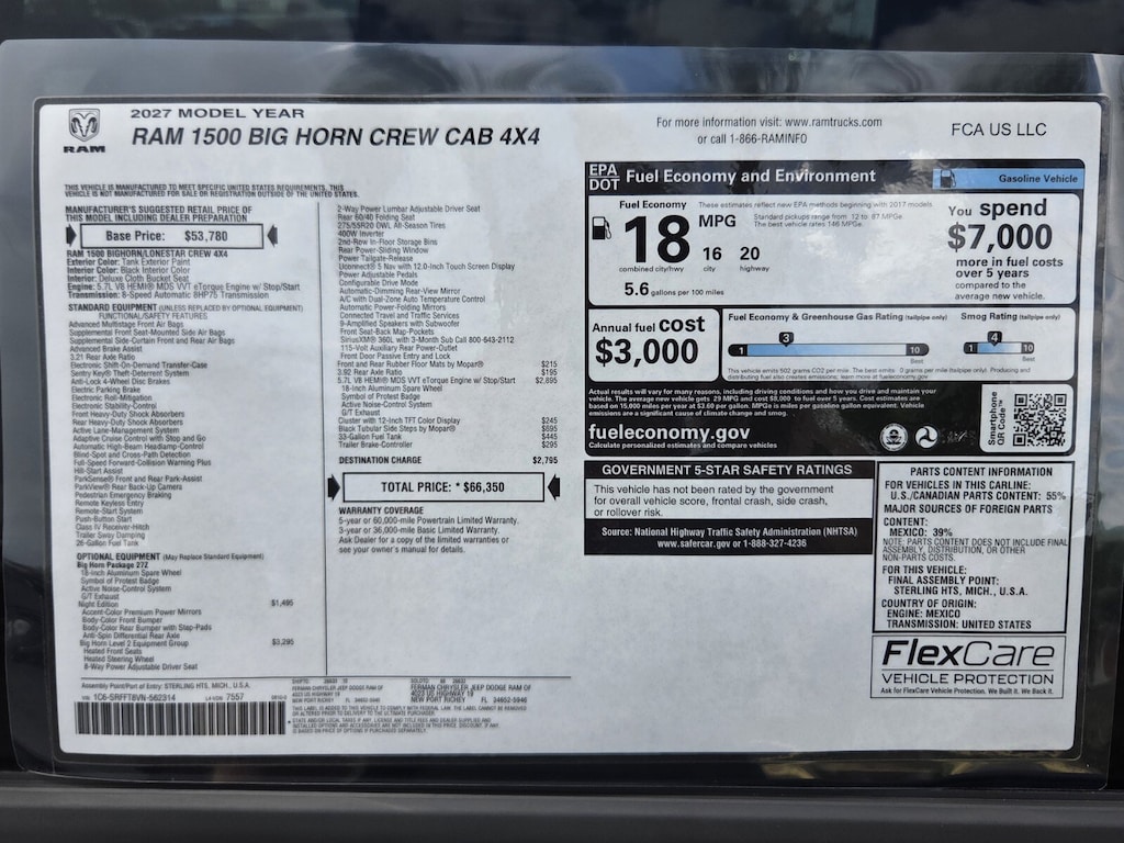 New 2027 Ram 1500 Big Horn/Lone Star Truck Crew Cab