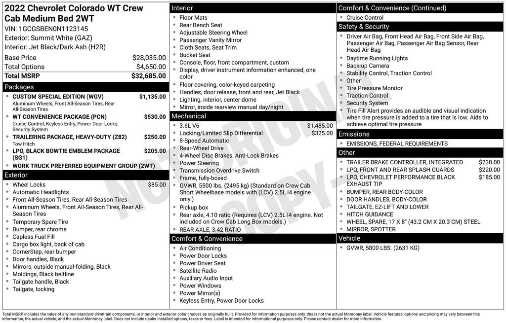 Used 2022 Chevrolet Colorado WT Truck Crew Cab