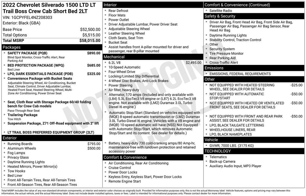 Used 2022 Chevrolet Silverado 1500 LTD LT Trail Boss Truck Crew Cab