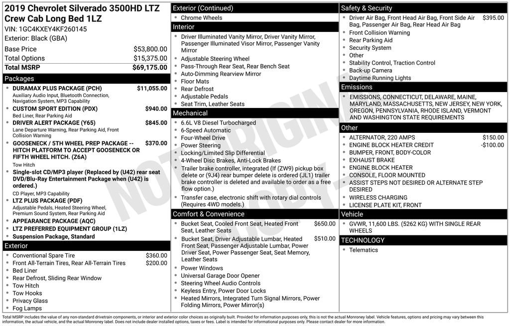 Used 2019 Chevrolet Silverado 3500HD LTZ Truck Crew Cab