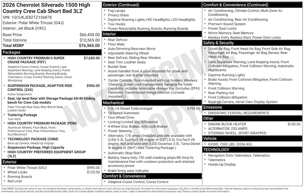 New 2026 Chevrolet Silverado 1500 High Country Truck Crew Cab