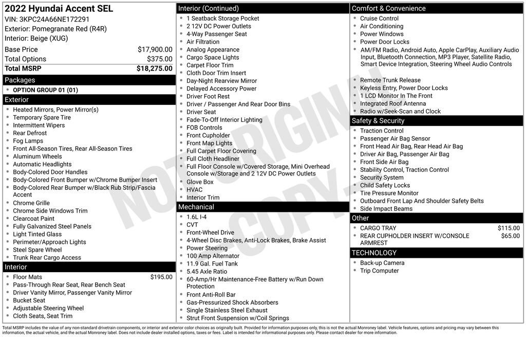 Used 2022 Hyundai Accent SEL Sedan
