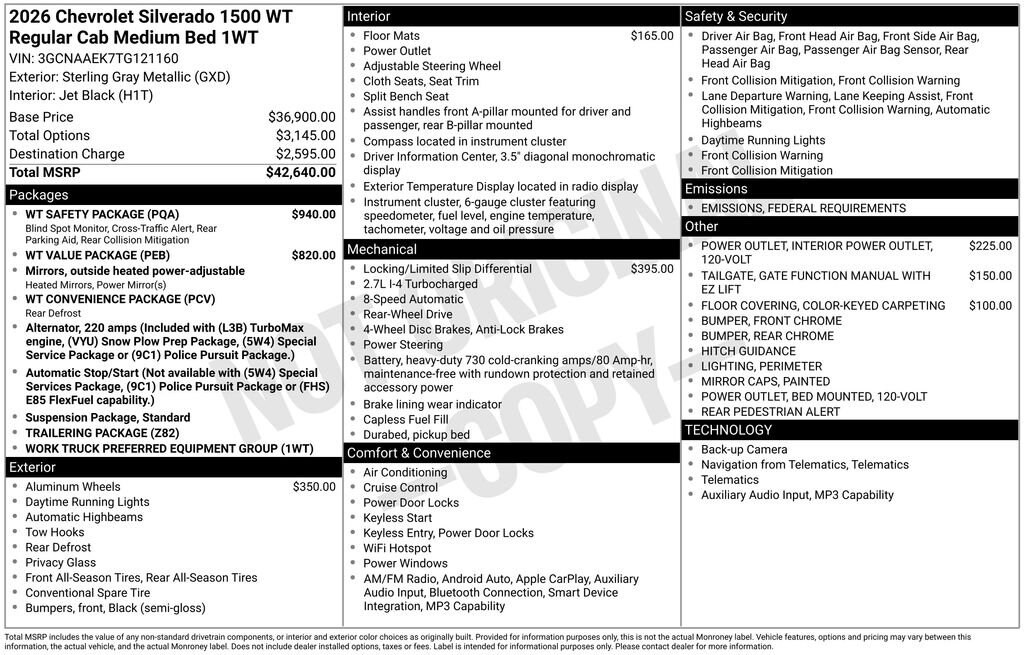 New 2026 Chevrolet Silverado 1500 Work Truck Truck Regular Cab