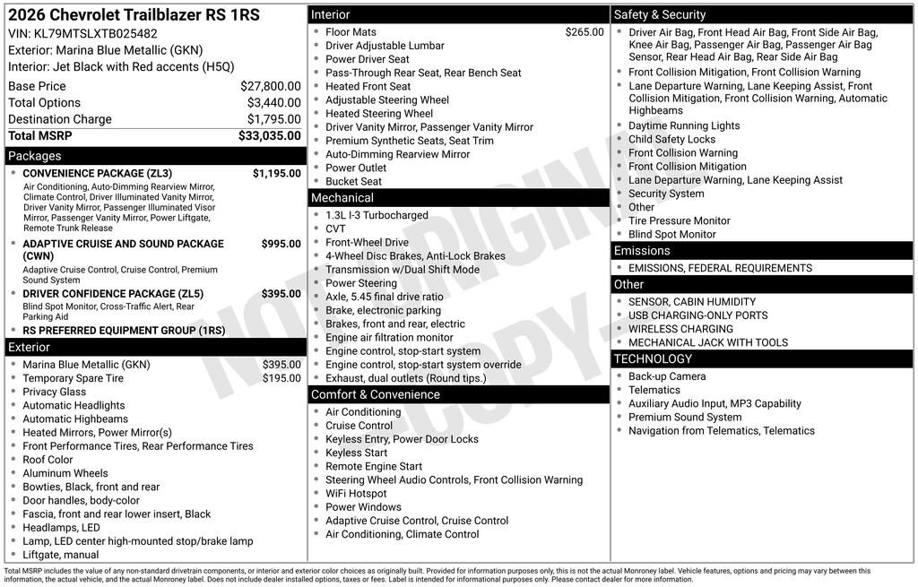 New 2026 Chevrolet Trailblazer RS SUV