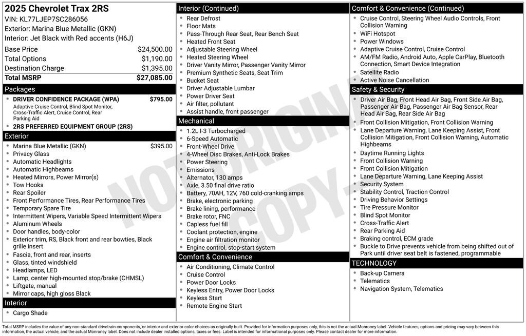 Certified 2025 Chevrolet Trax 2RS SUV