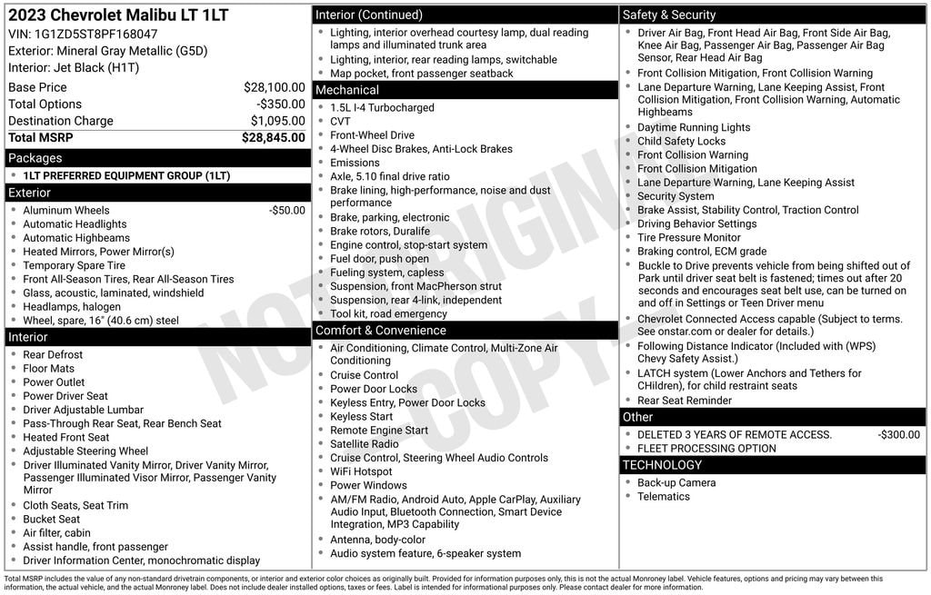Certified 2023 Chevrolet Malibu 1LT Sedan