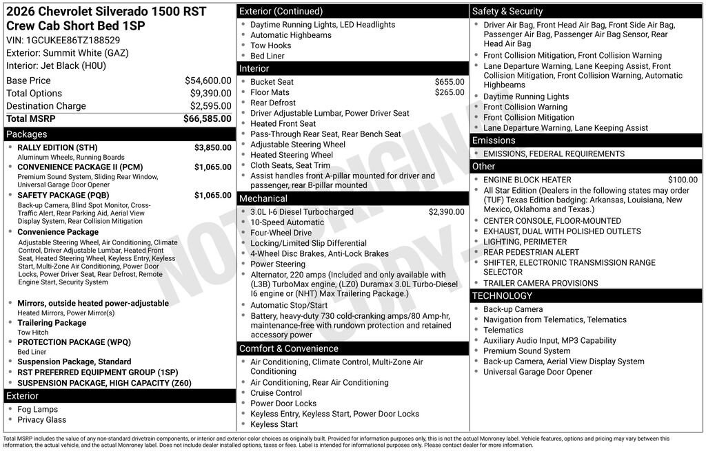 New 2026 Chevrolet Silverado 1500 RST Truck Crew Cab