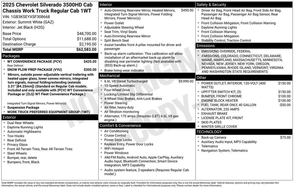New 2025 Chevrolet Silverado 3500 HD Chassis Work Truck Truck Regular Cab