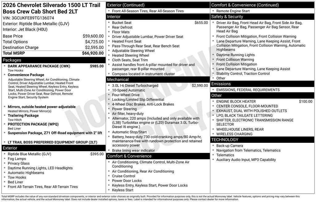 New 2026 Chevrolet Silverado 1500 LT Trail Boss Truck Crew Cab