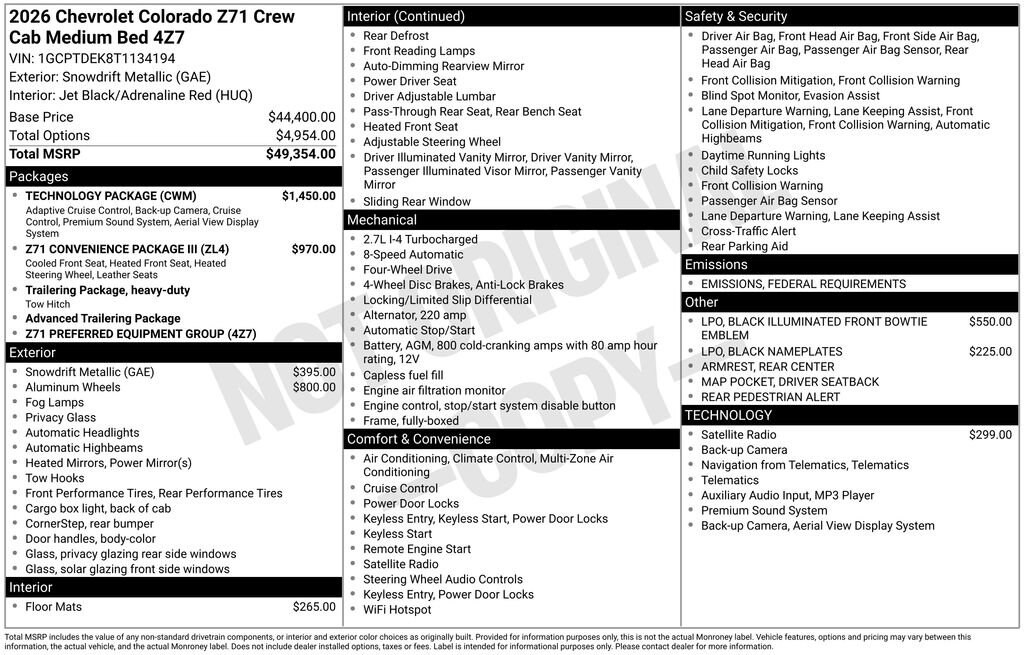 New 2026 Chevrolet Colorado Z71 Truck Crew Cab