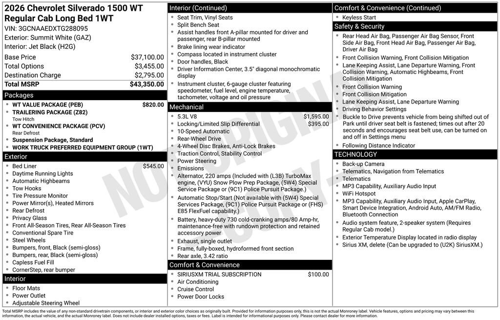New 2026 Chevrolet Silverado 1500 Work Truck Truck Regular Cab
