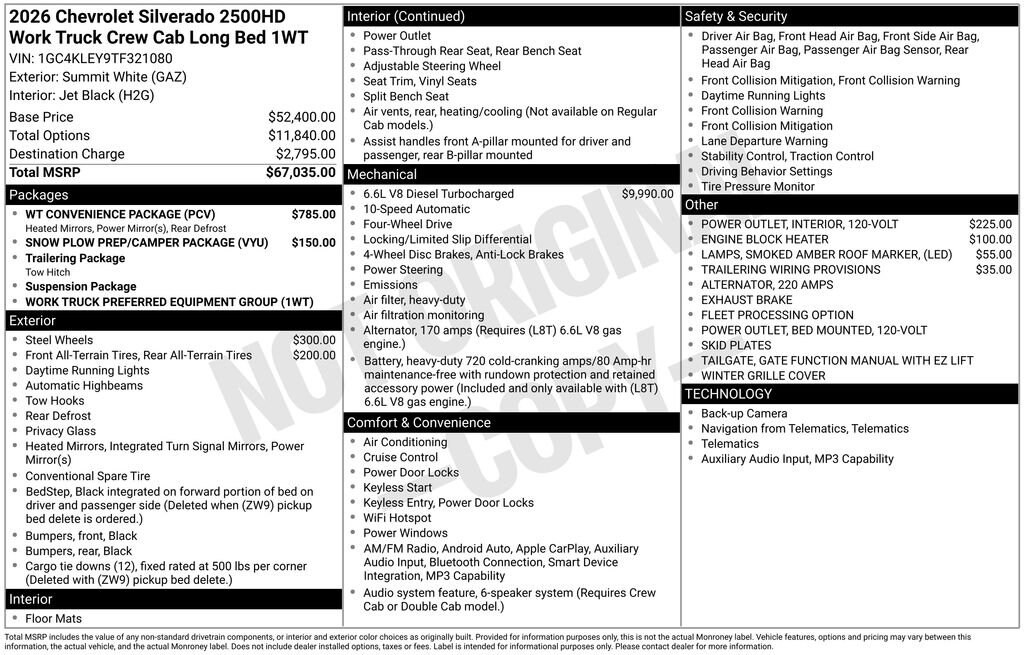 New 2026 Chevrolet Silverado 2500 HD Work Truck Truck Crew Cab