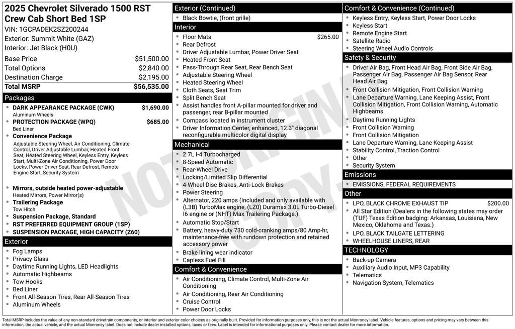 New 2025 Chevrolet Silverado 1500 RST Truck Crew Cab