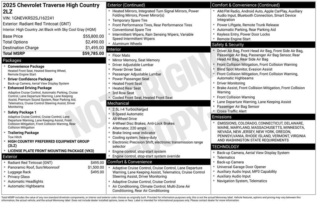New 2025 Chevrolet Traverse High Country SUV