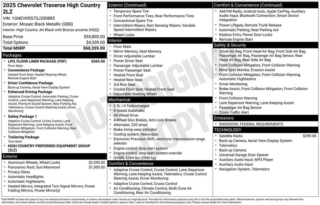 Certified 2025 Chevrolet Traverse High Country SUV