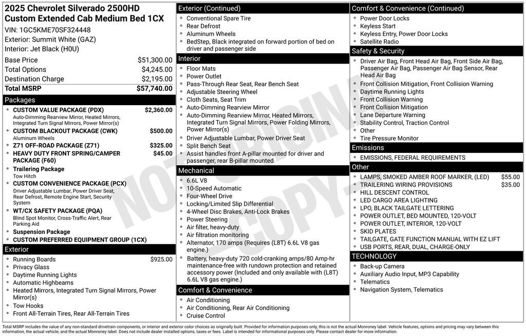 New 2025 Chevrolet Silverado 2500 HD Custom Truck Double Cab