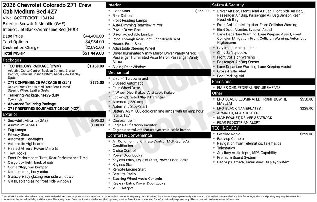 New 2026 Chevrolet Colorado Z71 Truck Crew Cab