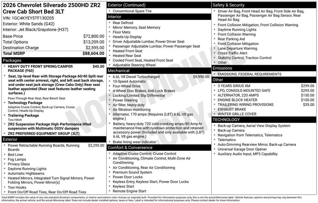 New 2026 Chevrolet Silverado 2500 HD ZR2 Truck Crew Cab