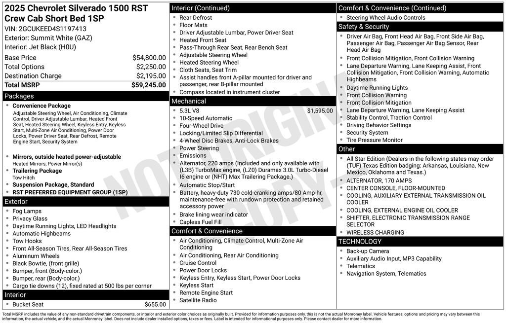 New 2025 Chevrolet Silverado 1500 RST Truck Crew Cab