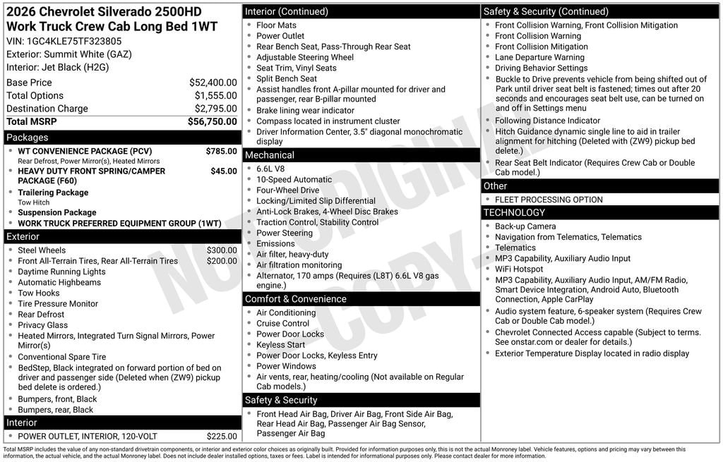 New 2026 Chevrolet Silverado 2500 HD Work Truck Truck Crew Cab