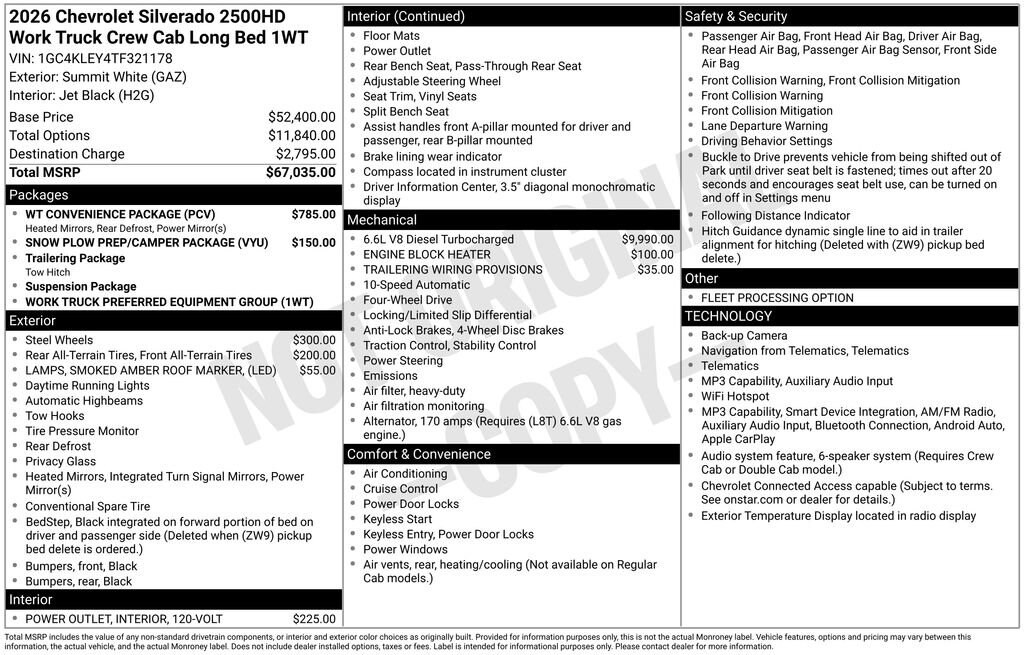 New 2026 Chevrolet Silverado 2500 HD Work Truck Truck Crew Cab