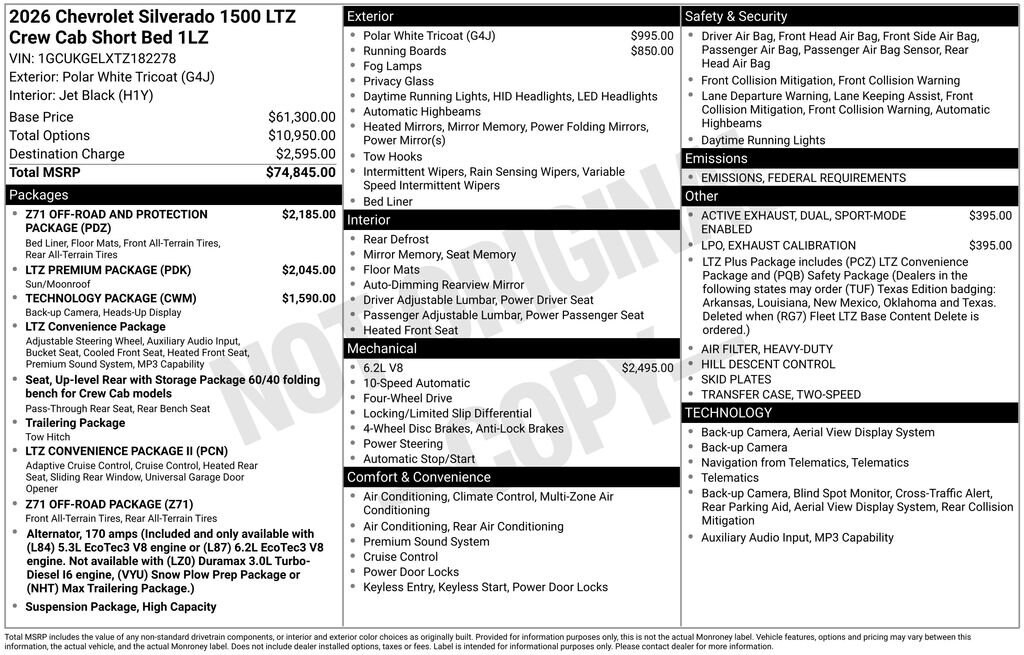 New 2026 Chevrolet Silverado 1500 LTZ Truck Crew Cab