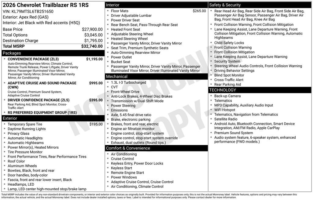 New 2026 Chevrolet Trailblazer RS SUV