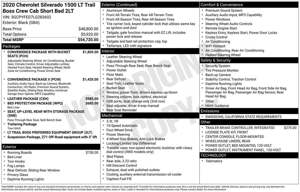 Certified 2020 Chevrolet Silverado 1500 LT Trail Boss Truck Crew Cab