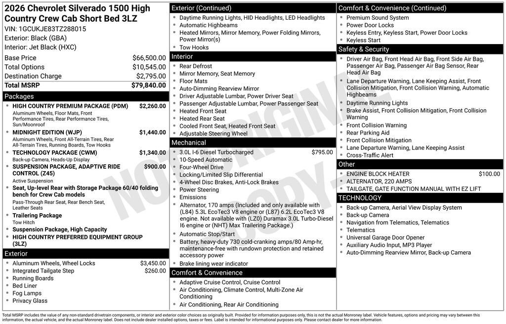 New 2026 Chevrolet Silverado 1500 High Country Truck Crew Cab