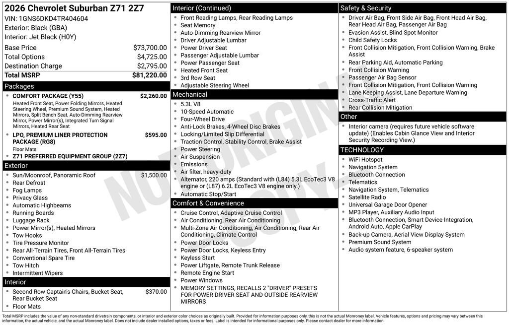 New 2026 Chevrolet Suburban Z71 SUV